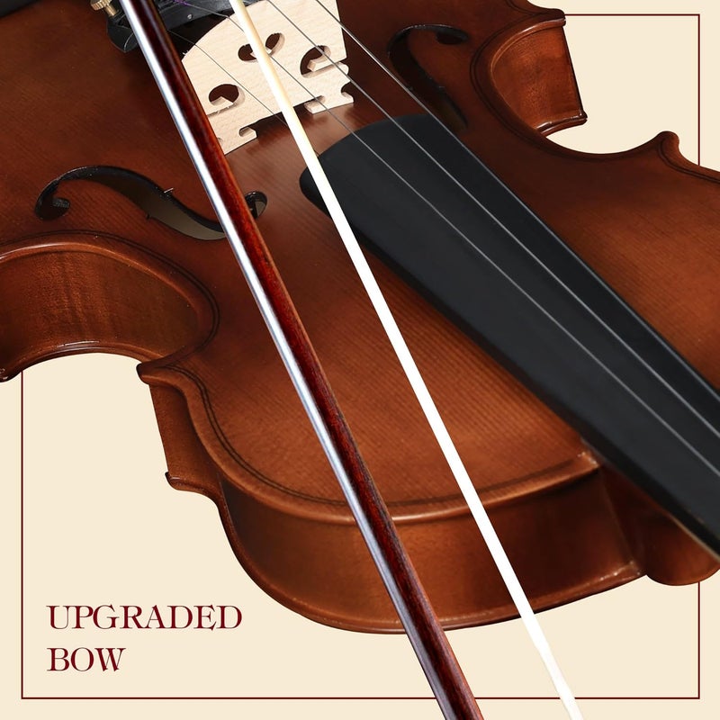AIBILEEN 1/2 Violin Set, Beginners Fiddle Kit for Teenagers with Hard Case, Music Stand, Shoulder Rest, Rosin, Bow, Tuner, Extra Strings, Mute, Wall Mount, Fingerboard Sticker, Cleaning Cloth - Image 5